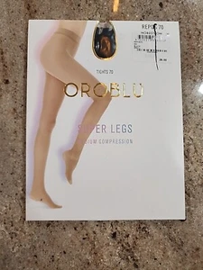 New Women's OROBLU Black Repos 70 Medium Compression Tights Size S - Picture 1 of 3