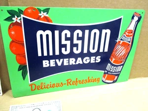 MISSION BEVERAGES Country Store Gas Station CALIFORNIA Orange SIGN -Looks Unused - Picture 1 of 12