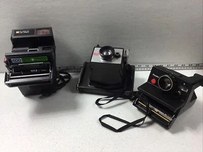 Polaroid Camera 600 Land Minute Maker Pronto Pellicola Flash Obiettivo Pulito 3pz Vintage - Immagine 1 di 4