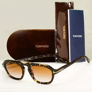 Authentic Tom Ford Mens Dark Brown Gold Sunglasses Sebastian 02 TF 736 56F - Picture 1 of 12