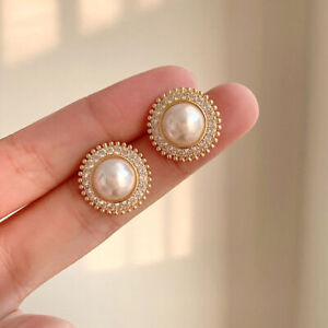 Fashion Pearl Cubic Zirconia Earrings Stud Dangle Women Party Jewelry Gifts