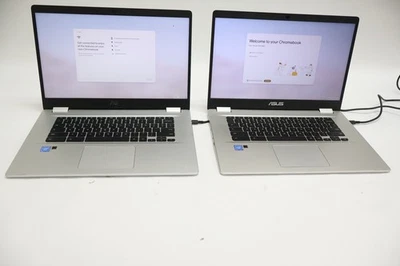 Lot of 2 ASUS C523 7265D2W 15.6" Touch 64GB eMMC Silver Intel Pentium Chromebook - Image 1 of 4