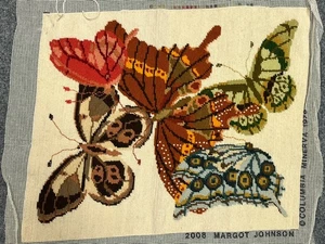 Vintage Complete Butterflies Butterfly Embroidery Cross Stitch 19" x 16" - Picture 1 of 5
