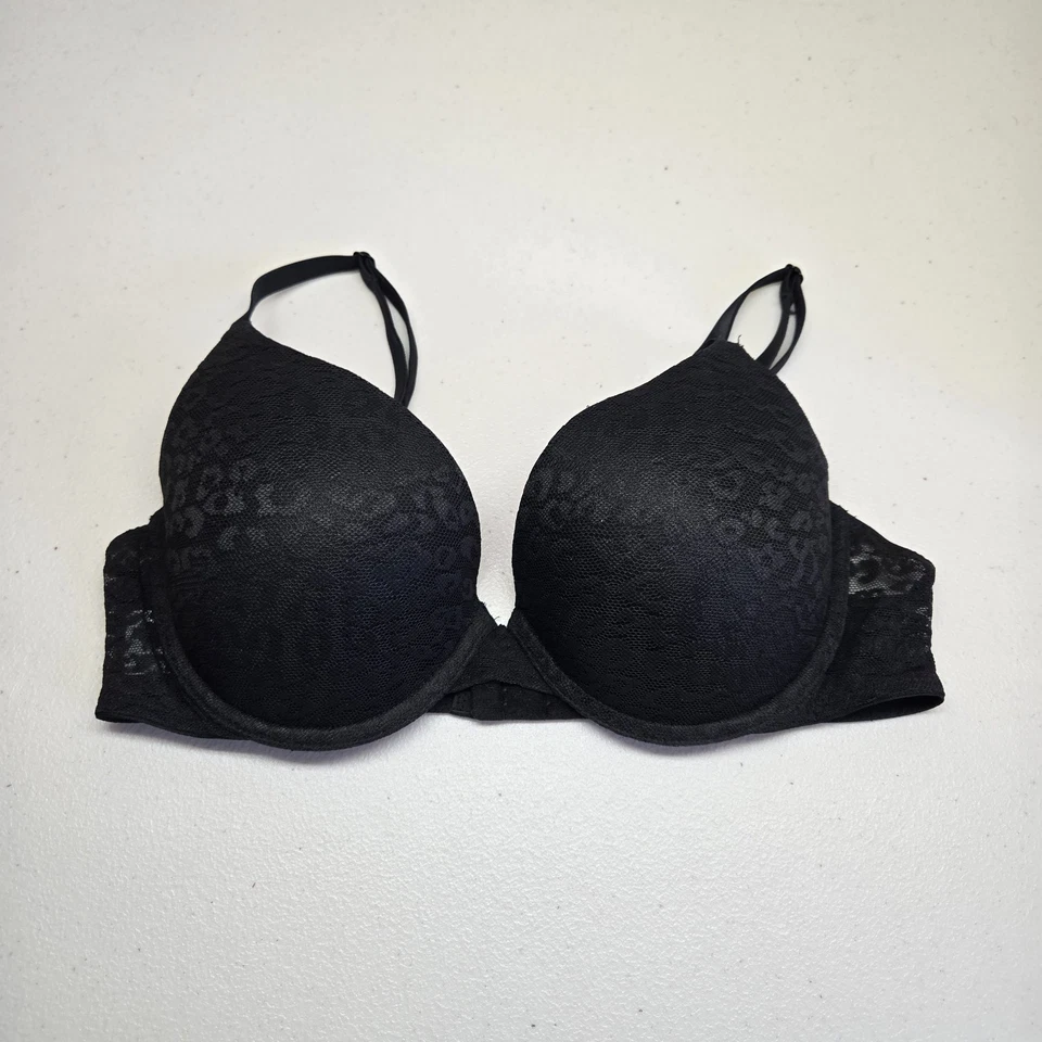 Victoria's Secret PINK Women Bra 34C Black Animal Print Wear Everywhere Push Up - Image 1 of 4