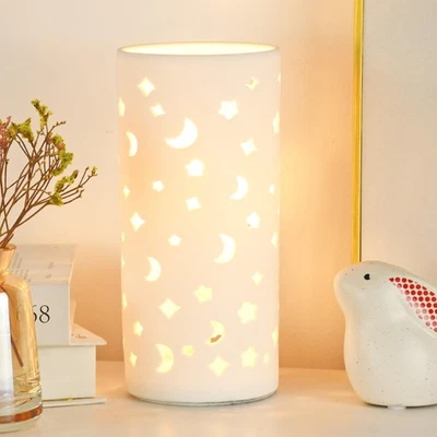 Dana White Modern Ceramic Moon Carving Table Lamp for Living Room & Bedroom,N... - Image 1 of 4