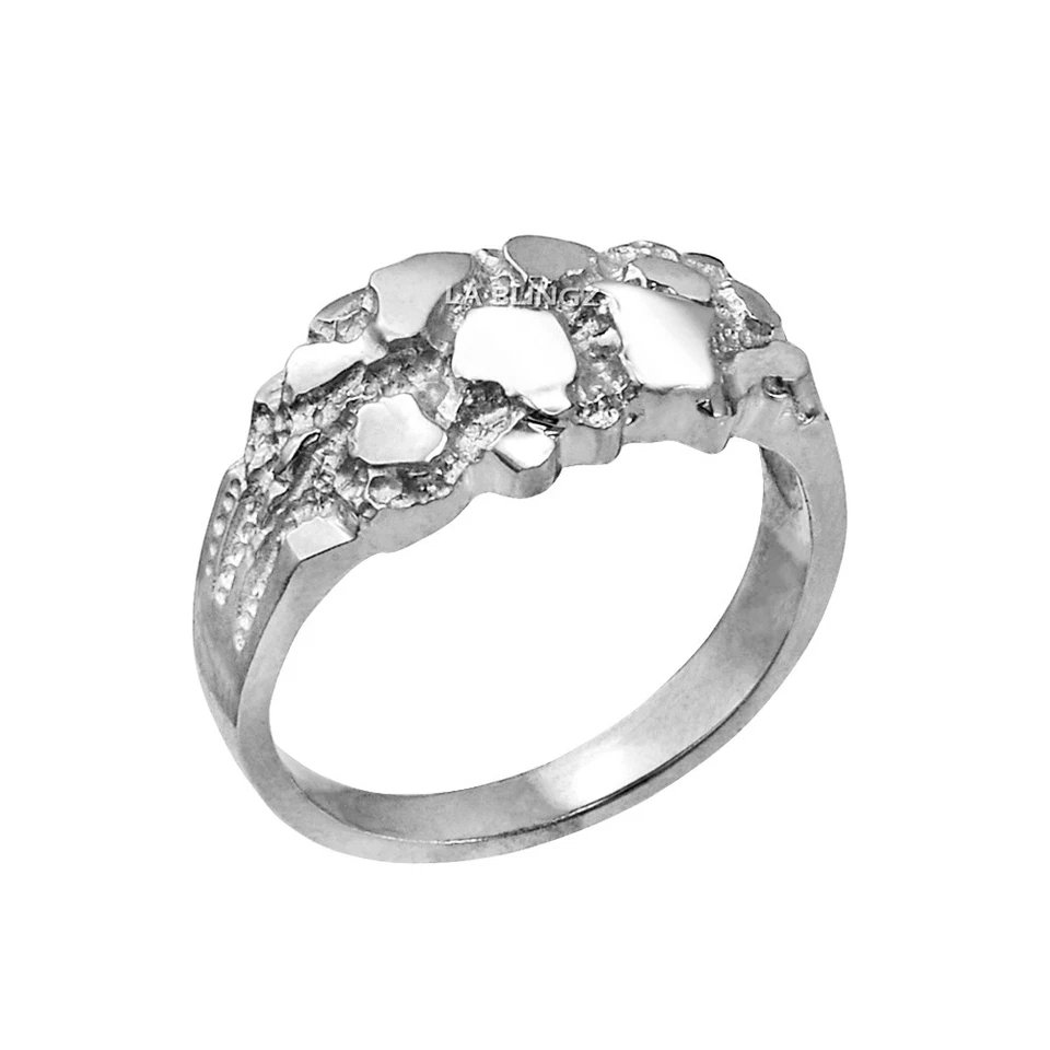 Elegante anillo pepita de oro blanco de 10K Foto 1 de 1