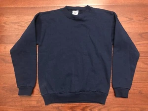 KID'S VINTAGE 90's JERZEES SWEATSHIRT YOUTH LARGE BLUE BLANK CREW NECK 1990's e - Picture 1 of 3