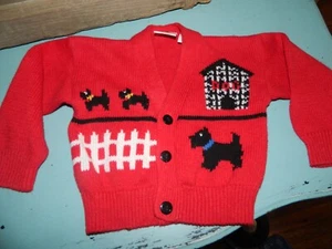Vintage Kids Good lad Scottie Dog Cardigan Sweater Size 18M (J-25) - Picture 1 of 3