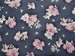 Floral Flowers Pinks Navy Gray Digital Printing Cotton Fabric FQ  - Picture 1 of 8