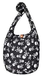 Skull Crossbody Bag Shoulder Hippie Hobo Sling Gothic Crossbone Boho Black Purse - Picture 1 of 10
