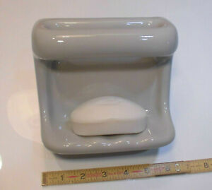Slate Gray  Ceramic Soap Dish Tray with washcloth holder/Grab Bar "New Stock"