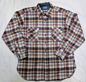 Pendleton 1960s Vintage Mens Flannel Shirt Made In USA Plaid XL 100% Virgin Wool - Picture 1 of 6