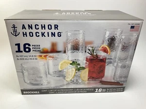 Anchor Hocking Hammered Drinkware, 16-piece Glass set New - Picture 1 of 4
