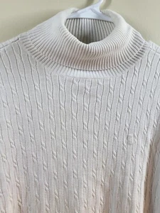 Izod Bodycon-Pullover Damen creme XL Fischer Rollkragen Zopfmuster Baumwolle - Bild 1 von 11