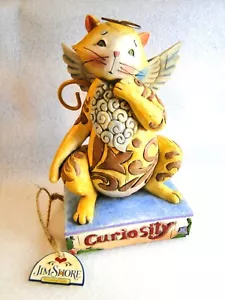 Jim Shore CURIOSITY Cat Figurine Heartwood Creek 6" Angel Wings Halo 2006 Enesco - Picture 1 of 13
