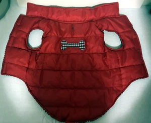 Dog Red Winter Vest Reversible check lining Bone Size M East Side Collection  - Picture 1 of 5