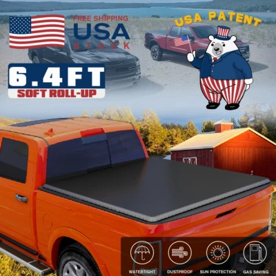 6.4ft Bed Tonneau Cover For 2002-18 Dodge Ram 1500 03-24 2500 3500 Soft Roll-up - Image 1 of 4
