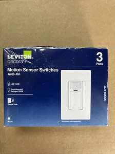 Leviton Decora Motion Sensor In-Wall Switch, Auto-On, 2A, Single Pole, 3-Pack - Picture 1 of 2