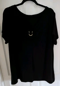NINA LEONARD TOP/TUNIC BLACK SHORT SLEEVE SCOOP NECK SIZE 2XL - Picture 1 of 9