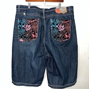 AKADEMIKS‎ Pantalones Cortos de Jean Vintage Bordados Patinador Hip Hop Pantalones Cortos Sueltos Talla 44 - Imagen 1 de 8