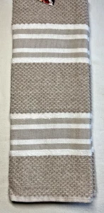 KITCHENAID KITCHEN TOWELS (2) MILKSHAKE SAND WHITE STRIPES 100% COTTON NIP - Picture 1 of 2