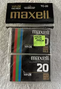 Videocassette Maxell Qty 2 TC-20 HGX oro videocassetta videocassetta VHS-C nuove sigillate - Foto 1 di 10