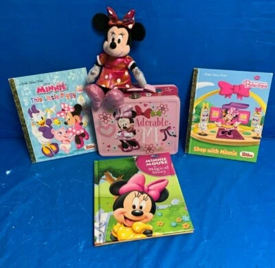 Fiambrera de hojalata Minnie Mouse, 2 libros dorados, 1 libro suave y TY relleno Minnie Foto 1 de 4