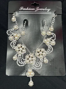Joyería de moda para mujer (1) collar (2) pendientes plata BODA conjunto de joyas - Imagen 1 de 6