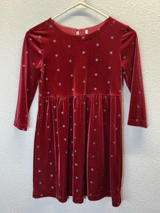 GAP Kinder Mädchen Kleid rot Samt Sterne Urlaub Party Langarm Größe M - Bild 1 von 4