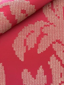 LELIEVRE "ASUKA/Ecarlate" Scarlet/Tan LG scale Leaf jacquard-$554-26.5"W x 25"L - Picture 1 of 9