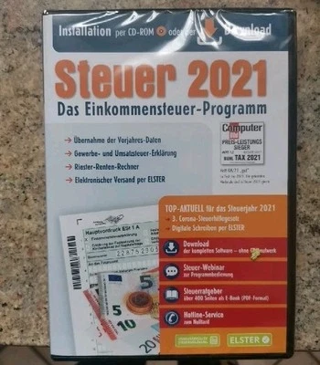 Aldi Steuer 2021 Steuersoftware für Steuererklärung 2021 CD NEU originalverpackt - Bild 1 von 2