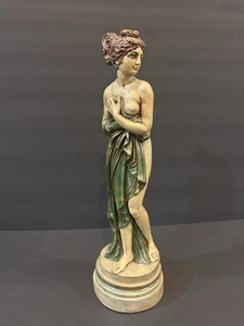 Vintage Aphrodite Greek Goddess Statue #489 Nude Woman Verdigris Chalkware - Picture 1 of 10