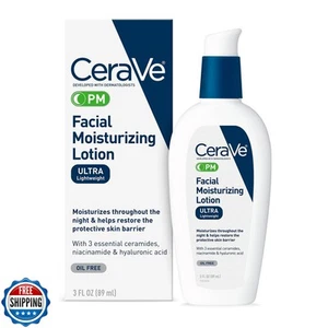 CeraVe PM Facial Moisturizing Lotion, Night Cream with Hyaluronic Acid and Ni - Picture 1 of 5