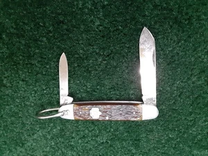 Vintage Girl Scout Utica Featherweight Bone Handle 2 Blade Pen Taschenmesser 60er - Bild 1 von 7