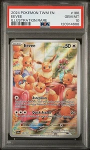 Pokemon Eevee 188/167 Sv06 Twilight Masquerade Illustration Rare PSA 10 - Bild 1 von 2