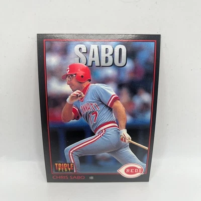 Chris Sabo Reds 1993 Triple Play Leaf Baseball Card #184 - Image 1 of 2