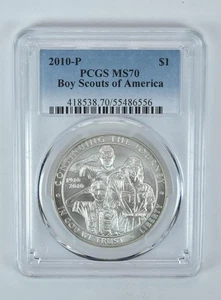 2010-P Boy Scouts Commemorative Dollar MS70 PCGS Blue Label - Picture 1 of 5