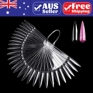 50pcs Stiletto Fake Nail Polish Colour Display Wheel Chart Sticks Tips Swatch AU - Picture 1 of 8