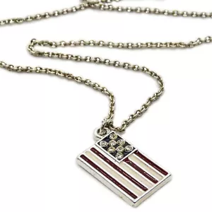 Collar Avon Patriótico 4 de Julio Esmalte Plateado y Estrás Bandera de EE. UU. - Imagen 1 de 10