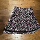 Lakeland Vintage Skirt Size 18 Knee Length Flared Floral Chiffon Purple & Black