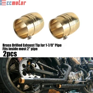 Brass 1-7/8" Drilled Muffler Pipe Exhaust End Tip For Harley Dyna Chopper Bobber - Picture 1 of 7
