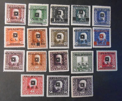 JUGOSLAVIA JUGOSLAVIJA STATO SHS 1919 "Fr. Bosnia con SVR" 18V.Cpl set MNH**/MH* Foto 1 de 2
