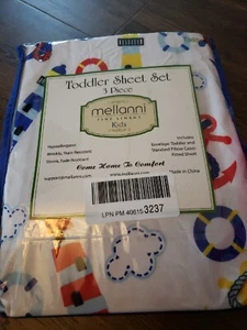 Mellanni Fitted Toddler Crib Bed Sheet & Pillowcase Nautical Lighthouse Anchor - Picture 1 of 2