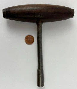 Llave de afinación de piano antigua martillo mango de madera exótica - Imagen 1 de 9