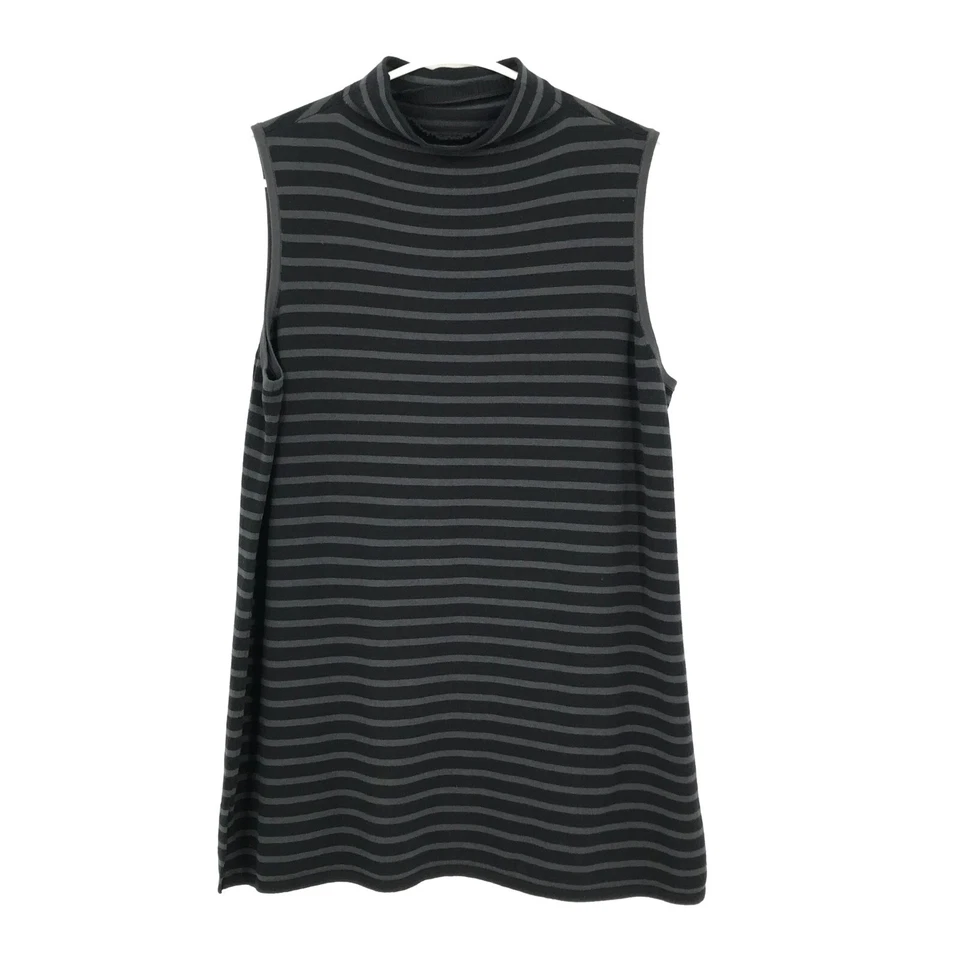 Chicos Zenergy 3 Womens Sweater Dress XL Black Striped Sleeveless Loungewear - Image 1 of 4