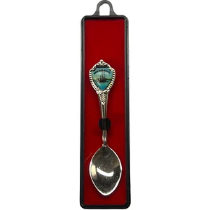 Mississippi River Boat Demitasse Tea Spoon Silver Plated with Case Handle - Picture 1 of 4