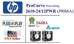 2x Quiet Replacement Fans for HP ProCurve 2610-24/12PWR (J9086A) Low Noise - Picture 1 of 6