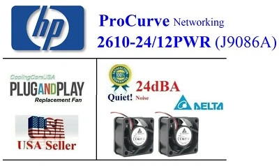 2x Quiet Replacement Fans for HP ProCurve 2610-24/12PWR (J9086A) Low Noise - Image 1 of 4