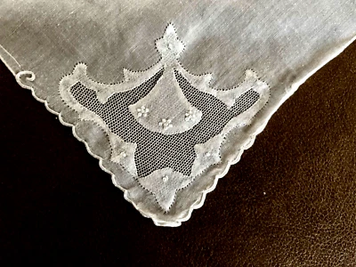 Винтажный белый льняной носовой платок - "Свадебные колокольчики" - Изображение 1 из 4