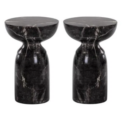Home Square Goya 13.5" Modern Concrete End Table in Black - Set of 2 - Image 1 of 2